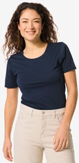 Hema Dames T-shirt basic o-hals donkerblauw (donkerblauw) - M