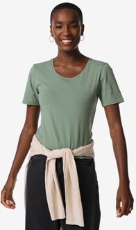 Hema Dames T-shirt basic o-hals groen (groen) - M