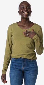 Hema Dames T-shirt basic o-neck olijf (olijf) - S