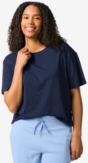 Hema Dames T-shirt boxy fit donkerblauw (donkerblauw) - S