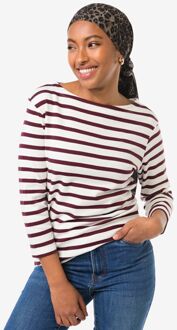 Hema Dames T-shirt Cara jersey strepen bordeauxrood (bordeauxrood) - M