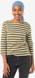 Hema Dames T-shirt Cara jersey strepen olijf (olijf) - M