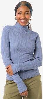 Hema Dames T-shirt Charlie pointelle blauw (blauw) - XL