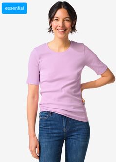 Hema Dames T-shirt Clara regular fit rib lila (lila) - XL