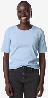 Hema Dames T-shirt Clara rib blauw (blauw) - M