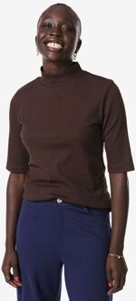 Hema Dames T-shirt Clara rib bruin (bruin) - M