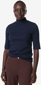 Hema Dames T-shirt Clara rib donkerblauw (donkerblauw)