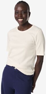 Hema Dames T-shirt Clara rib essentials wit (wit) - XS