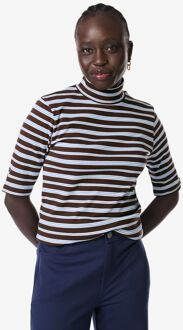 Hema Dames T-shirt Clara rib strepen zwart (zwart) - L