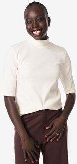 Hema Dames T-shirt Clara rib wit (wit) - M