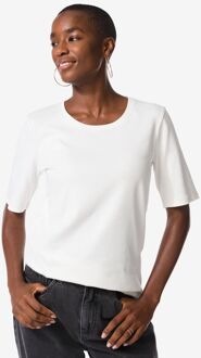 Hema Dames T-shirt Clara rib wit (wit) - S