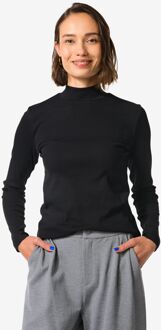 Hema Dames T-shirt Clara rib zwart (zwart) - S