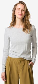 Hema Dames T-shirt Colette ajour lichtgrijs (lichtgrijs) - XL