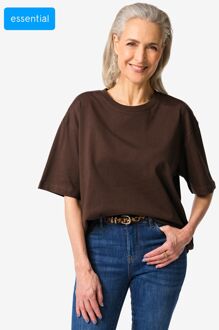 Hema Dames T-shirt Do oversized fit donkerbruin (donkerbruin) - M