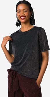 Hema Dames T-shirt Luna glitter zwart (zwart) - S