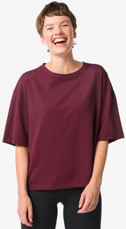 Hema Dames T-shirt oversized donkerrood (donkerrood) - XL