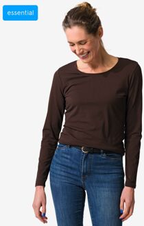 Hema Dames T-shirt slim fit o-hals bruin (bruin) - XL