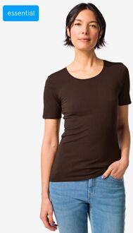 Hema Dames T-shirt slim fit o-hals bruin (bruin) - XXL