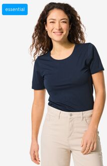 Hema Dames T-shirt slim fit o-hals donkerblauw (donkerblauw) - M
