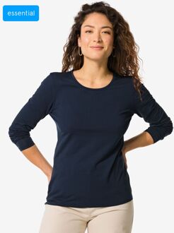 Hema Dames T-shirt slim fit o-hals donkerblauw (donkerblauw) - XS
