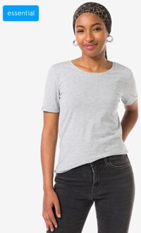 Hema Dames T-shirt slim fit o-hals lichtgrijs (lichtgrijs)