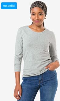 Hema Dames T-shirt slim fit o-hals lichtgrijs (lichtgrijs)