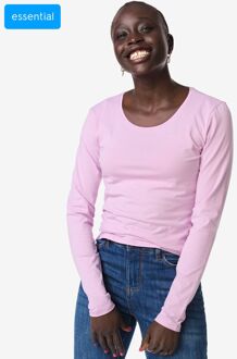 Hema Dames T-shirt slim fit o-hals roze (roze) - M