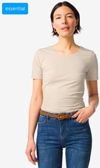 Hema Dames T-shirt slim fit o-hals zand (zand) - XS
