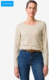Hema Dames T-shirt slim fit o-hals zand (zand)