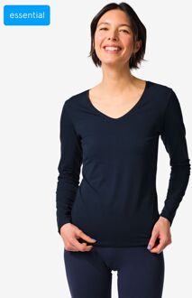 Hema Dames T-shirt slim fit v-hals donkerblauw (donkerblauw) - M