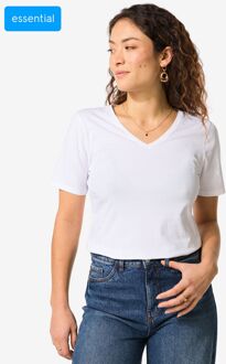 Hema Dames T-shirt slim fit v-hals wit (wit) - XS
