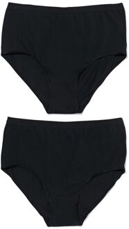 Hema Dames tailleslip katoen - 2 stuks zwart (zwart)