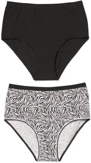 Hema Dames tailleslips katoen dier - 2 stuks zwart (zwart) - M