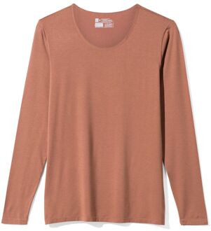 Hema Dames temptech T-shirt lange mouw middenbruin (middenbruin) - S