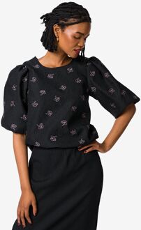Hema Dames top Dawn crinkle bloemen zwart (zwart) - XL