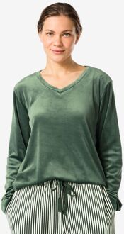 Hema Dames top velours donkergroen (donkergroen) - S