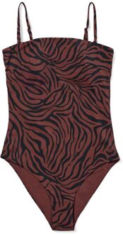 Hema Damesbadpak Nina zebra chocoladebruin (chocoladebruin) - M