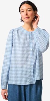 Hema Damesblouse Senta blokken lichtblauw (lichtblauw) - M
