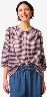Hema Damesblouse Senta katoen blokken bordeauxrood (bordeauxrood)