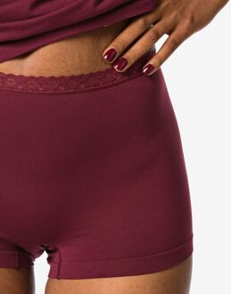 Hema Damesboxer naadloos micro met kant bordeauxrood (bordeauxrood) - XL