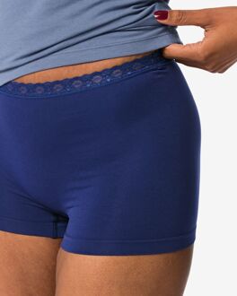 Hema Damesboxer naadloos micro met kant donkerblauw (donkerblauw) - S