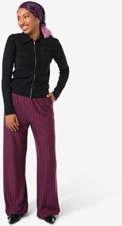 Hema Damesbroek Eva wijd jersey strepen bordeauxrood (bordeauxrood) - XL