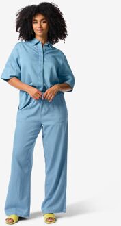Hema Damesbroek Lila wide leg tencel middenblauw (middenblauw)