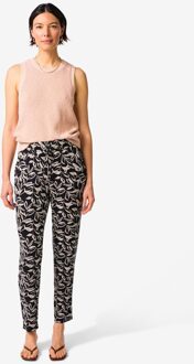 Hema Damesbroek Mila regular fit jersey bladeren zwart/wit (zwart/wit) - S