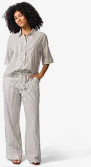 Hema Damesbroek Sally wide fit seersucker strepen wit (wit) - XL