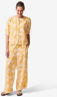 Hema Damesbroek Taylor wide fit seersucker bloemen perzik (perzik) - M