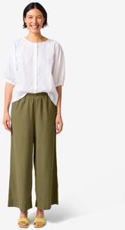 Hema Damesbroek Taylor wijd seersucker olijf (olijf)