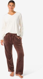 Hema Damesbroek velours donkerbruin (donkerbruin) - S