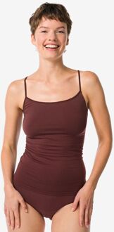 Hema Dameshemd naadloos micro spaghettibandjes donkerbruin (donkerbruin) - XL