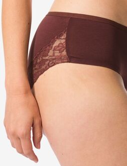 Hema Dameshipster katoen met kant donkerbruin (donkerbruin)